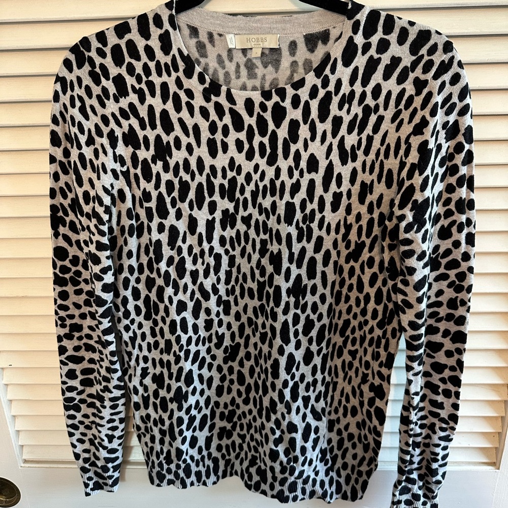 Hobbs Black and White Leopard Print Sweater